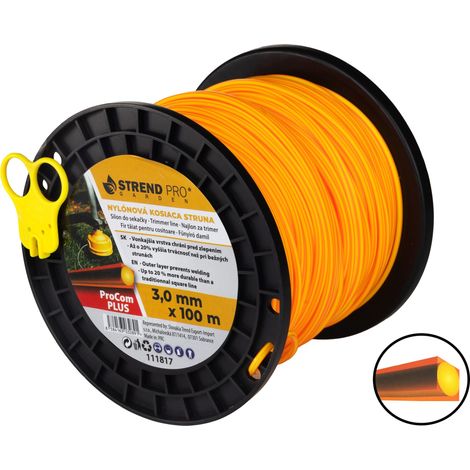 Mähfaden ProCom Plus, 3,0 mm, Midi-Spool L-100 m, mit Schneider, quadratisch