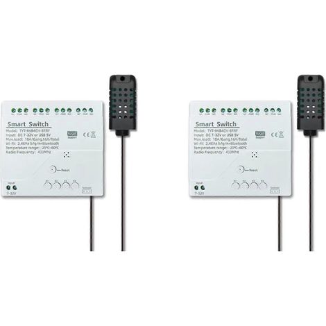 relais Tuya Smart WiFi 4 canaux avec capteur de température et d'humidité, interrupteur à contact sec passif RF433 pour Alexa Alice(A) (1/4)