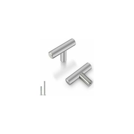 20 boutons de meuble en acier inoxydable argenté, poignées à barre avec un seul trou pour porte d’armoire, modèle LS201BSS, design moderne (1/5)