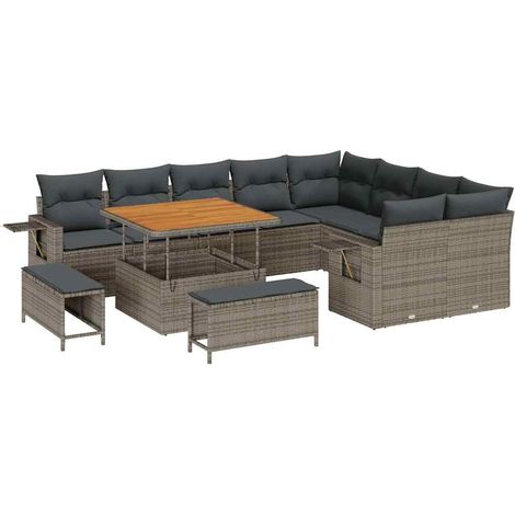 Maison Exclusive - Gartensofa-set 12 pcs Grau Poly-Rattan