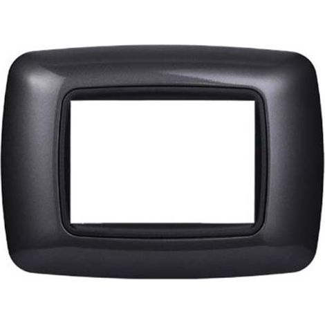 Ettroit Plaque compatible Bticino Livinglight 3 modules arrondie plastique coloris graphite acier foncé - LN88307