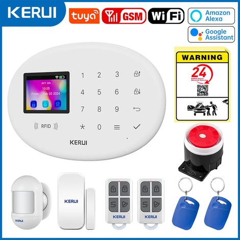(Pack 1) Système d'alarme antivol sans fil, alarme domestique, alarme intelligente WiFi GSM SMS, compatible avec Alexa. (1/5)