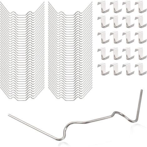 Lot de 100 clips de fixation pour verre de serre avec 50 clips de fixation pour vitrage de serre et 50 clips en Z pour vitrage de serre en acier inoxydable (1/4)