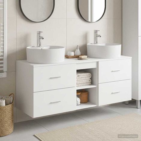 vidaXL Bathroom Cabinet Set 3 pcs White 129 x 44.5 x 82 cm (1/5)