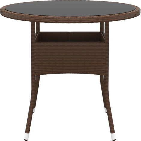 vidaXL Tavolo Giardino Ø80x75 cm Vetro Temperato e Polyrattan