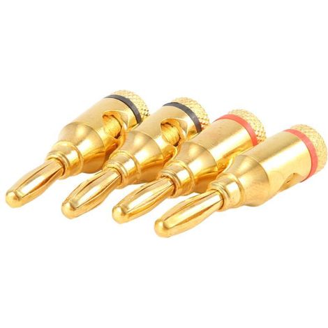 Fiches Banane 4 Mm Plaqué Or pour Connexion Câbles Enceintes Audio