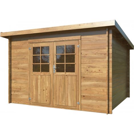 Casetta in legno impregnato Lola A 322x292 cm spessore 28 mm blockhouse con porta doppia (1/5)
