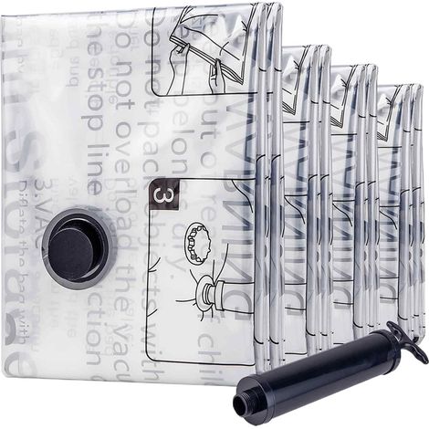 Vakuum-Reisebeutel, 8-teiliges Set, kompatibel mit einer Handpumpe, Kompressionslösung geeignet für Kleidung, ideal für Kreuzfahrten, Camping und Urlaub. (1/5)