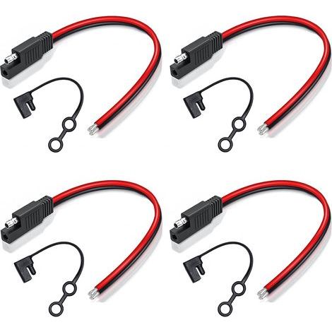 14Awg SAE mâle Câble d'extension Automobile 30Cm 1Ft SAE Power Automotive Adapter 12 Volt Quick Connect Disconnect Single Plug Cable (4 pièces) (1/5)