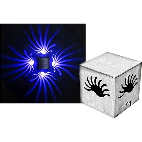 Applique a led in metallo 3w luce blu parete cubo moderno faretto interno (1/4)