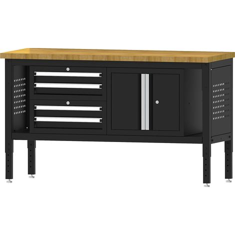 FRANKEL kaiserkraft, Établi BLACKLINE, avec 4 tiroirs, armoire
