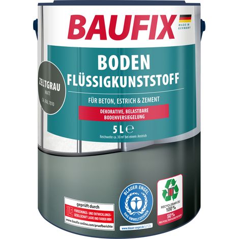 BAUFIX Boden-Flüssigkunststoff zeltgrau matt, 5 Liter, Beton- und Bodenfarbe