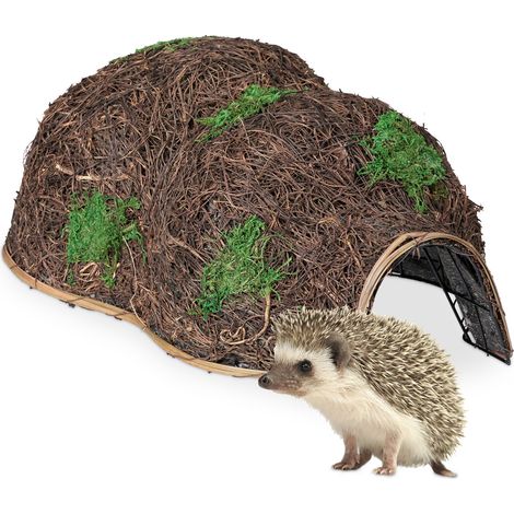 Relaxdays Igelhaus, Stroh, Igelhotel ohne Boden, Winterquartier für Igel im Garten, HBT: 21 x 32 x 48 cm, Igelbau, braun