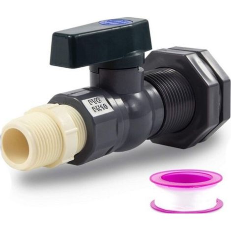 royaluxe - Connecteur Réservoirs d'eau en PVC Robinet Baril de pluie en PVC 3/4 Pouce avec Raccord de Cloison et Adaptateur de Tuyau,1Pcs, (1/5)