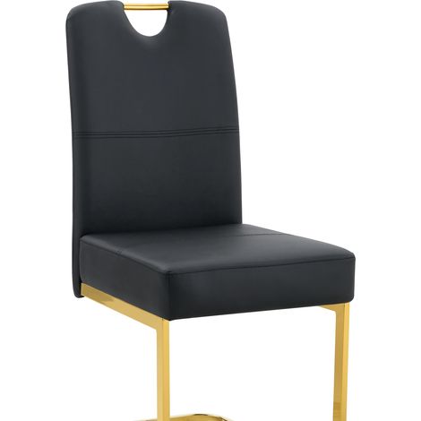 Set di 2 sedie da pranzo nere in PU con schienale ergonomico e design moderno (1/5)