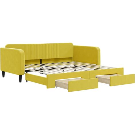 vidaXL Divano Letto Estraibile con Cassetti Giallo 100x200cm Velluto