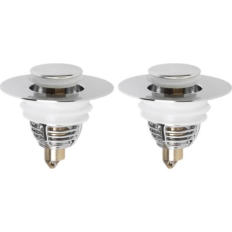 Lot de 2 bouchons de lavabo pop-up, bonde en acier inoxydable pour évier de salle de bain, crépine de vidange universelle (1/5)