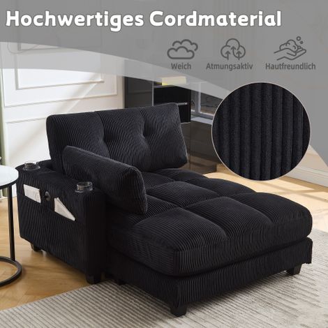 Fauteuil palmier, tapis à bandes mousseux, barres à main avec tapis roulants, rabats pour la tête, trois tasses et un sac de pantalon latéral conviennent dans un salon et une chambre à coucher, Noir
