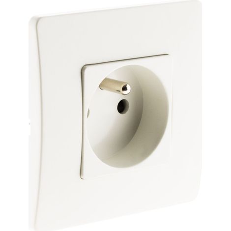 Zenitech – Prise de courant 2P+T 16A – Couleur blanche – Protection enfant intégrée – Installation facile avec vis et griffes – Certifiée NF et CE (1/5)
