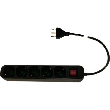 Presa bipasso Schuko a 5 uscite 2P/T 10/16A con 5 prese 10/16A e spina 16A 2P/T