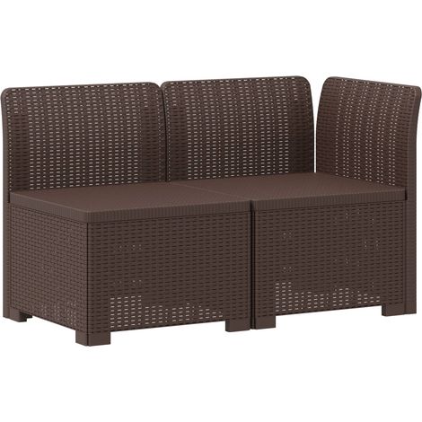 2-Sitzer Garten-Sofa Rattan-Look PP Braun vidaXL (1/5)