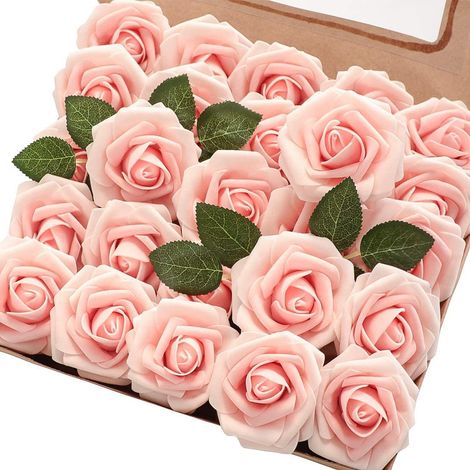 Roses artificielles, 25 fausses roses en mousse au toucher réaliste pour mariage DIY-AquaForge (1/5)
