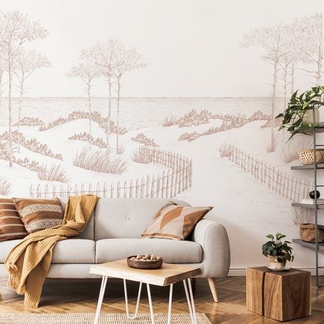 Papier peint panoramique - Les Landes - Rouge - intissé : 150g/m² - 7 lés : 336x270cm
