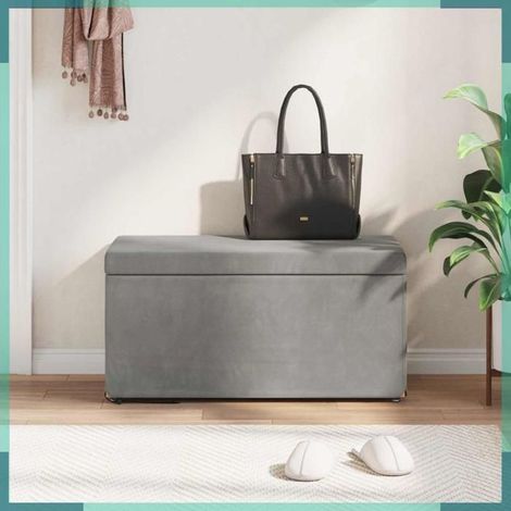 876780 Tabouret Gris clair 81 x 41 x 40 cm Velours et Bois Composite (1/5)