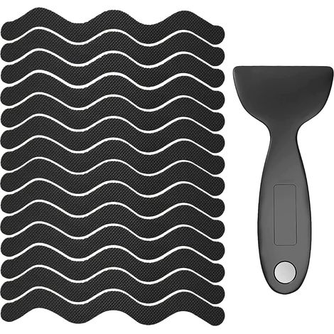 Sollbry Pegatinas antideslizantes para bañera - Paquete de 36 pegatinas de seguridad con raspador premium para bañera, ducha, escaleras y barco (negro) (1/5)