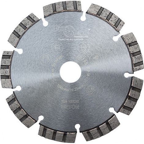 Diamwood Disque Diamant avec segments turbo soudés - 150 mm - 10 mm - 22,23 mm - 2,6 mm - 9 segments - Adapté béton armé et matériaux de construction (1/3)
