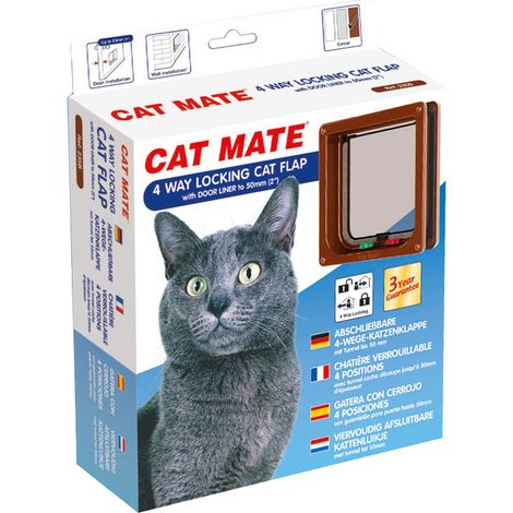 K&F CAT MATE 235B PUERTA GATO 4 POSICIONES MARRÓN 192 X 200MM