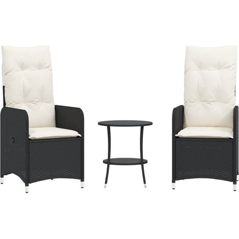 Maison Exclusive - Outdoor-Lehnstühle 2 Stk. mit Tisch Schwarz Po