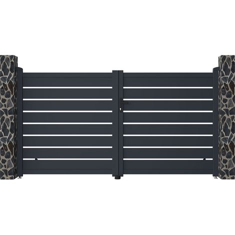 Cancello a battente L305 x H166 cm in Alluminio - Antracite - PRIMO