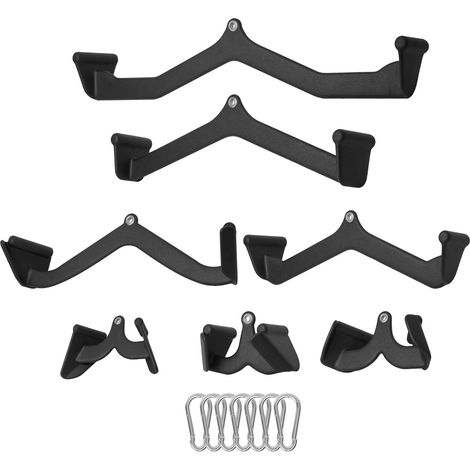 Barre de traction LAT avec poignées caoutchoutées, lot de 7 accessoires pour machine à câble, tirage vertical, aviron, prise en V, pour musculation dos, biceps et triceps, salle de sport à domicile. (1/5)