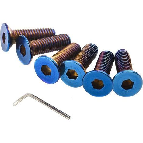 6PCS Boulons de Vis de Volant,M5 x M1.25 Acier Inoxydable Kit de Boulons de Volant de Voiture Kit de Vis Conique de Volant de Course avec Clé (1/4)