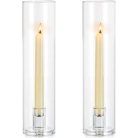 Set aus 2 durchsichtigen Glaskerzenhaltern für moderne Spitzkerzen, für Weihnachten, Hochzeiten, Dinnerpartys und Kamine (1/5)