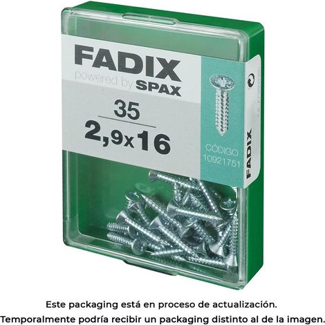 Caja de 35 unidades de tornillo de rosca chapa con cabeza plana en cinc 2,9x16mm Fadix (1/3)
