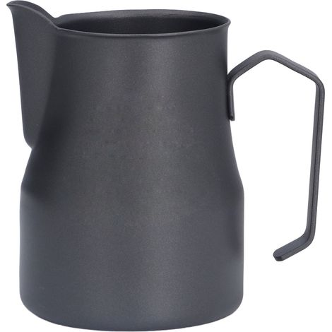 Mousseur à Lait 550ml Noir Design Crâne Bec Verseur Ergonomique en Acier Inoxydable