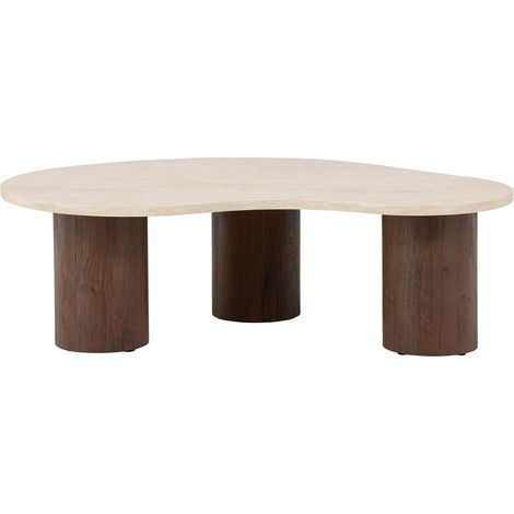 Table Basse Effet Travertin "Megg" 130cm Beige & Moka (1/5)