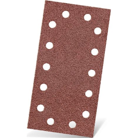 MENZER Red Carte abrasive a gancio e anello, 230 x 115 mm, 14 fori, p. Levigatrici orbitali, Corindone normale (50 Pz.) G100