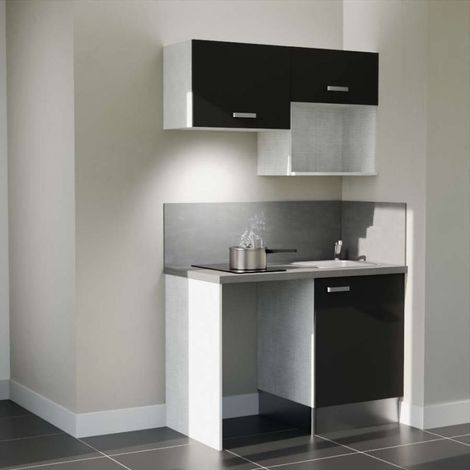 Kitchenette K02L-PT - 120 cm avec plan de travail et évier - emplacements frigo, hotte et micro-ondes