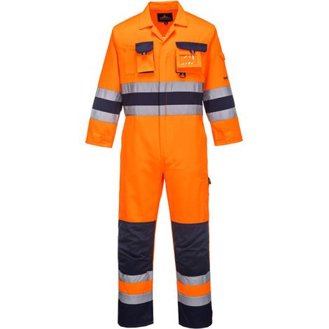 Mono de trabajo de alta visibilidad Nantes autopistas o tráfico TX55 XL Naranja flúor / Azul marino
