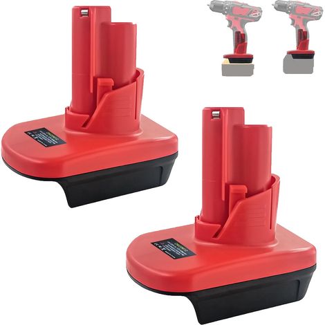 Lot de 2 adaptateurs de batterie M18 vers M12, pour convertisseur Milwaukee 18 V vers 12 V, convertit pour batterie Milwaukee 18 V en outils de batterie 12 V (1/5)