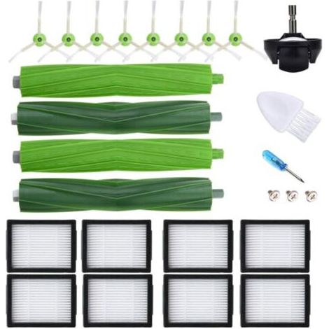 Zubehör und Ersatzteile kompatibel mit iRobot Roomba Evo i3 i4 i6 i7 i8 i8+/Plus E5 E6 E7 IE & J Serien-Staubsaugern: 2 Sätze Walzenbürsten, 8 HEPA-Filter, 8 Seitenbürsten, 1 Lenkrolle (1/5)