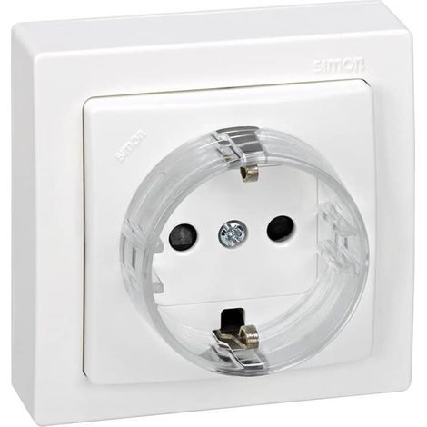 Enchufe superficie blanco Simon 73 Loft 73432-50 2P + TT lateral schuko + seguridad (1/2)