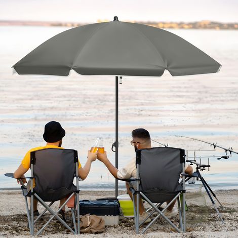 WOLTU Ø175cm Sonnenschirm, Gartenschirm UV-Schutz Strandsonnenschirm UPF 50, Höhen- und Neigungsverstellbar, Tragetasche, für Balkon Garten, Strand, Dunkelgrau