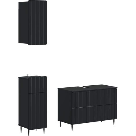 Juego de armarios de baño de 3 piezas ZWOLLE Negro vidaXL (1/5)