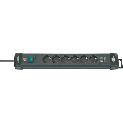 brennenstuhl-1951160602-base mxfaltiple premium-line con varias posibilidad de instalación y fijación (6 tomas + 2 puertos usb)
