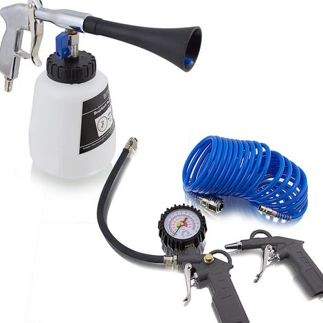 Druckluft Reinigungspistole Auto Kfz Luftdruck Reinigungspistole Waschpistole 1000ml und 3 tlg teiliges Druckluft Zubehör Set für Kompressor Schlauch Reifendruck Ausblaspistole (1/5)