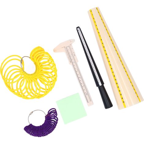 Ensemble de 6 outils de mesure pour bracelets et bagues : mandrin en plastique et jauge pour la réparation de bracelets et bagues. (1/5)